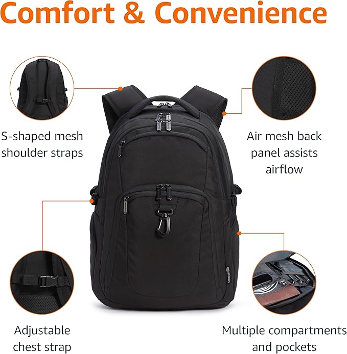 Amazon Basics Travel Laptop Backpack for 17 in / 43.1 cm Laptop, Black