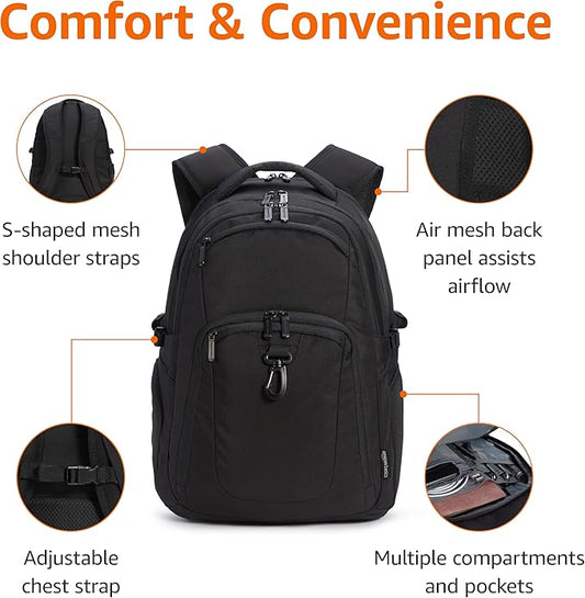 Amazon Basics Travel Laptop Backpack for 17 in / 43.1 cm Laptop, Black