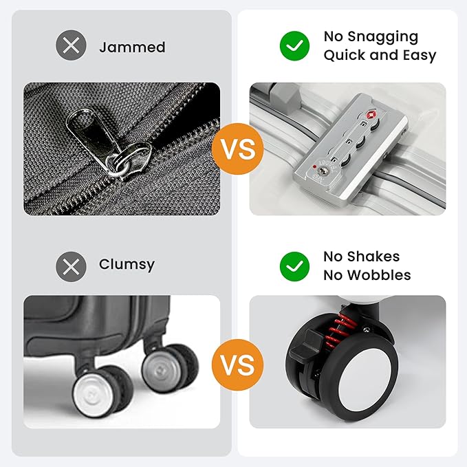 Carry On Luggage 22x14x9 Airline Approved, Zipperless Luggage Carry On, Hard Shell Suitcases with TSA Lock, Lightweight Carry On Suitcases with Aluminum Frame (white, 20inch)