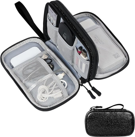 Skycase Electronic Organizer Travel Case - Waterproof Travel Cord Pouches for Organization, Cable Organizer, All-in-One Double Layers Storage Bag for Accessories, Charger, Cable, Black-1