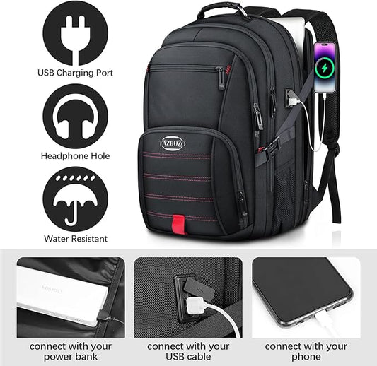 18.4 Inch Travel Laptop Backpack,Extra Large Backpack, Laptop Backpack for Men, 55L Water Resistant TSA Airline Approved Business Work College School Computer Bag with USB Port