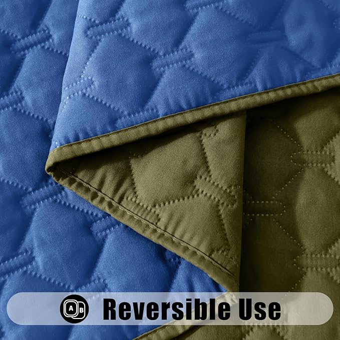 Smiry Waterproof Dog Bed Cover Blanket, Soft Reversible Pet Blanket, Washable Leakproof Cats Dogs Couch Cover for Sofa, Couch, Furniture, Plaid (82x120 Inch, Green/Navy)