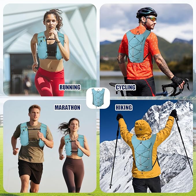 Running Vest for Women & Men, 6L Hydration Backpack with 2L Water Bladder, Lightweight Water Backpack for Trail Running, Marathon, Hiking, Cycling, Jogging, Adjustable Fit