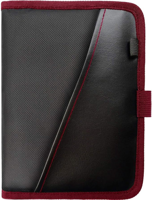 Glove Box Compartment Organizer - Car Document Holder - Owner Manual Case Pouch - Vehicle Storage Wallet for Registration & Insurance Card - Premium Auto Paperwork Holder - Log Book included - Red