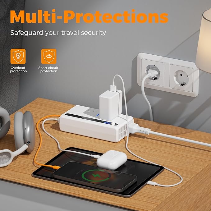 220V to 110V Voltage Converter US to Europe, TESSAN 250W Universal Travel Adapter with 4 USB Ports QC 3.0 PD 36W and EU/UK/AU/IT/India International Power Adaptor, Converter for European Travel