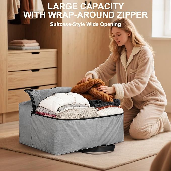 SUNUP Large Duffle Bag for Travel, 80L Foldable Travel Duffel Bag for Men Women, Waterproof Carry On Overnight Weekender Moving Storage Bags, Grey