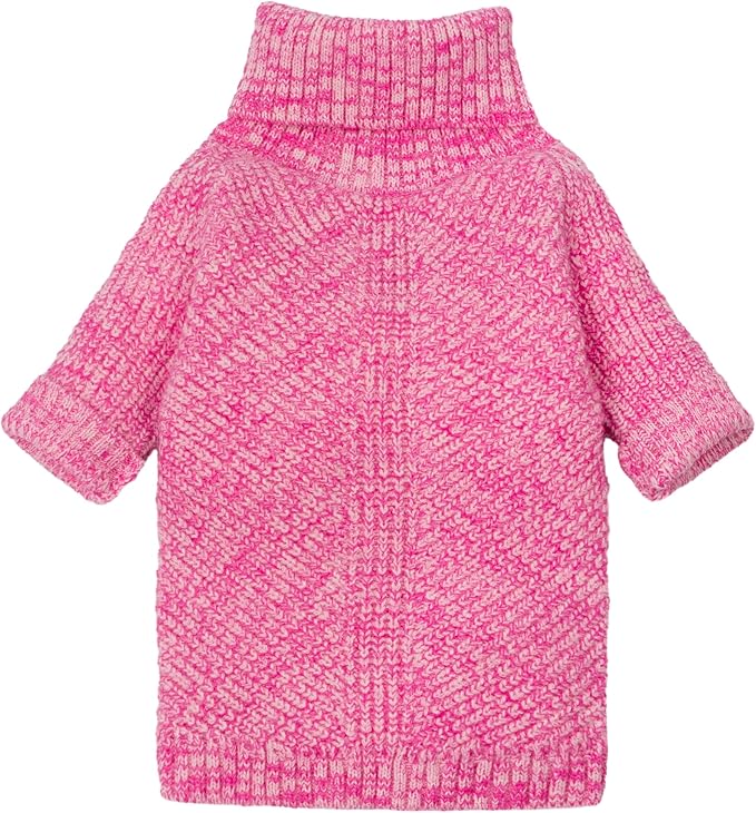 Fitwarm Knitted Turtleneck Dog Sweater, Cozy Dog Winter Clothes for Small Dogs Girl, Holiday Pet Outfit, Heather Pink, XL
