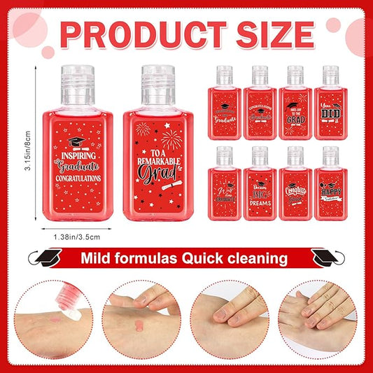 50 Pcs Mini Hand Sanitizer Bulk Bible Verse Hand Sanitizer Religious Inspirational Favors 1fl oz Travel Size Hand Soap Gift for Party Favors (Graduation, Red)
