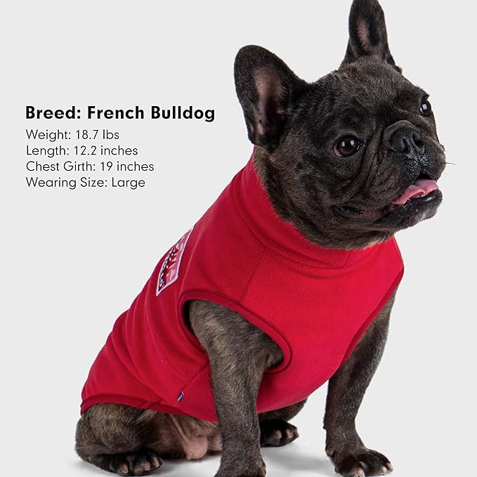 cyeollo Dog Sweaters for Medium Dogs, Turtleneck Stretchy Christmas Fleece Dog Jacket, Warm Lightweight Coat Winter Pet Clothes Boy Girl, Red XL