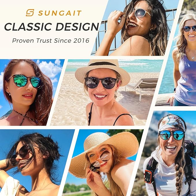 SUNGAIT Premium Vintage Round Sunglasses for Women Men Classic Retro Trendy Style