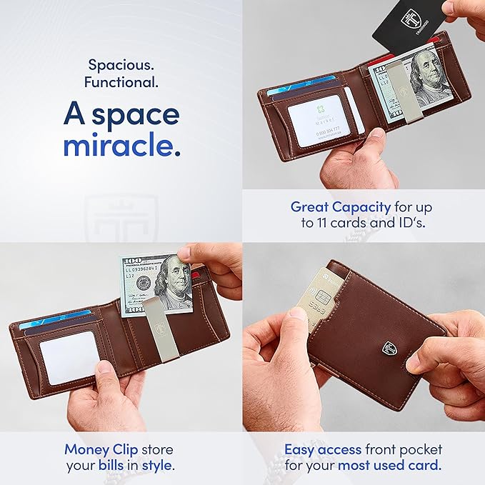 TRAVANDO Mens Wallet with Money Clip AUSTIN RFID Blocking Bifold Credit Card Holder for Men with Gift Box