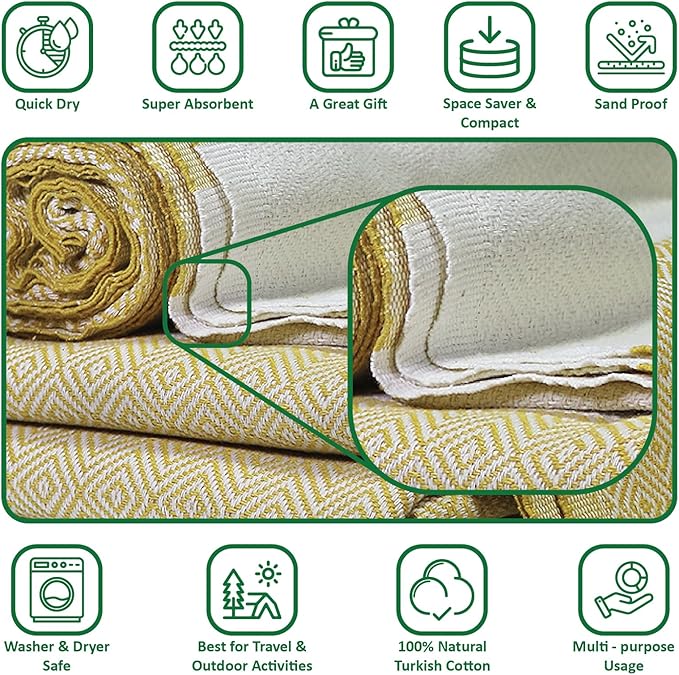 Personalized Monogrammed Beach Towel - Luxury Cotton - Bride Squad - Bridal Party - Bachelorette Gift - Girls Trip, Large, DMYELLOW01