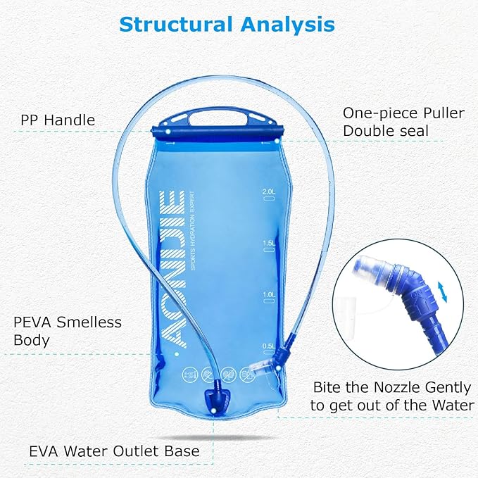 YAPJEB Hydration Bladder BPA Free 1.5L 2L 3L Water Reservoir Water Bladder for Running Hiking Climbing Cycling