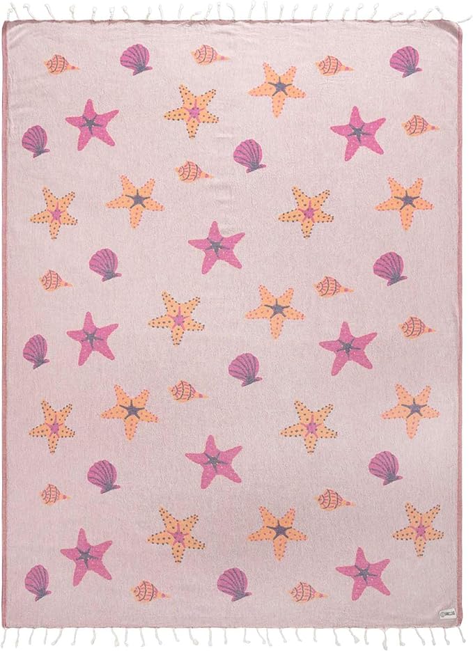 Sand Cloud Large Turkish Beach Towel - Sand Free - 100% Organic Turkish Cotton Yarn - Quick Dry Towel for Beach, Picnic, Blanket or Bath - As Seen on Shark Tank - Marine Life (Sea Star)