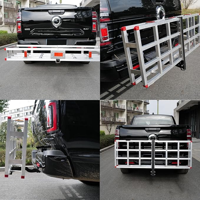 fouwick lugglage Basket, Folds Flat, Heavy Duty Hitch Cargo Basket (Aluminum 60x20x7)