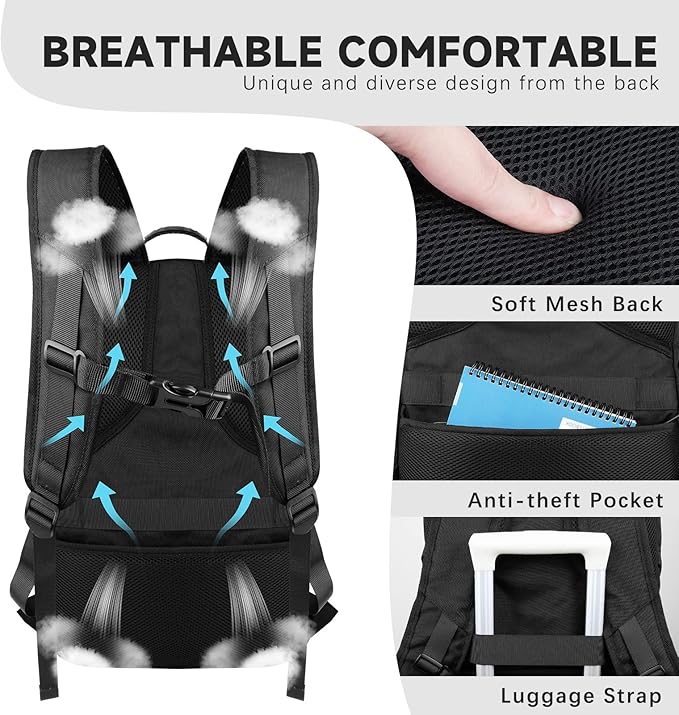 18.4 Inch Extra Large Travel Backpack, TSA Laptop Backpack with USB Port, 55L Water Resistant Carry on College School Computer Backpack Men Women, Grey