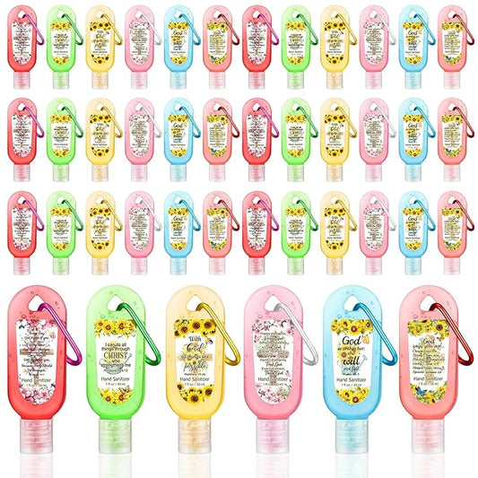 24 Pack Christian Hand Sanitizer Keychains Bible Verse Mini Hand Sanitizer Keychains Bulk Travel Size Christian Gift for Women Religious Gifts for Teacher Coworker Wedding Church Christmas Favors