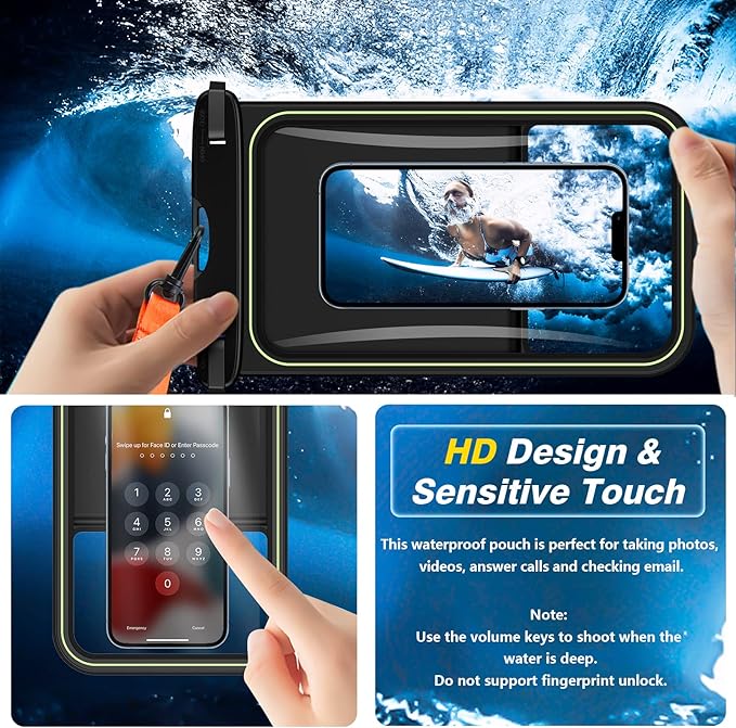 Temdan 2 Pcs Floating Waterproof Phone Pouch,[Up to 10" Large] Universal IPX8 Waterproof Cell Phone Dry Bag with Lanyard for iPhone 16 Pro Max/16E/15/14/13/12/11,Galaxy S25 Ultra/S24/S23 for Vacation