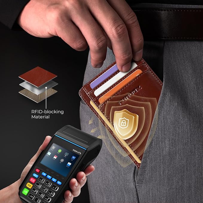 RUNBOX Slim Minimalist Front Pocket RFID Blocking Leather Wallets for Men and Women Card Holder Wallets Gifts for men