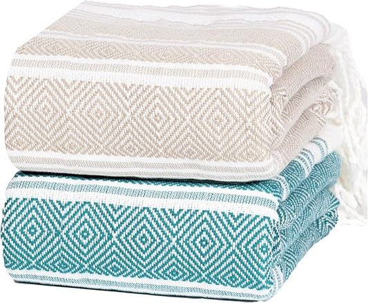 Thin Turkish Beach Towel Lightweight Soft Cotton Extra Large XL Oversized Sand Free Sandproof Absorbent Quick Dry Towels Cloud Bath Pool Travel Compact Essentials Accessories for Adult Gifts