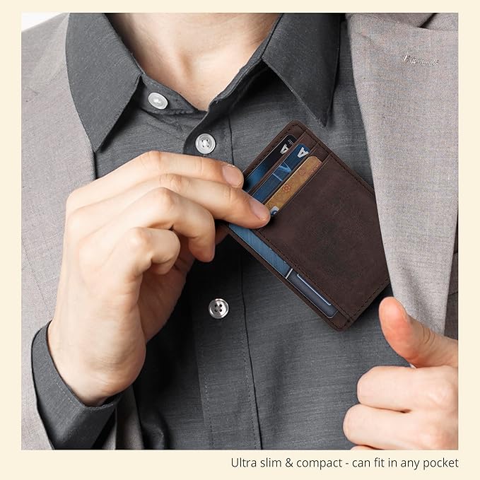 Oak Leathers Leather Slim Minimalist Wallet for Men & Women RFID Front Pocket Leather Card Holder Wallets