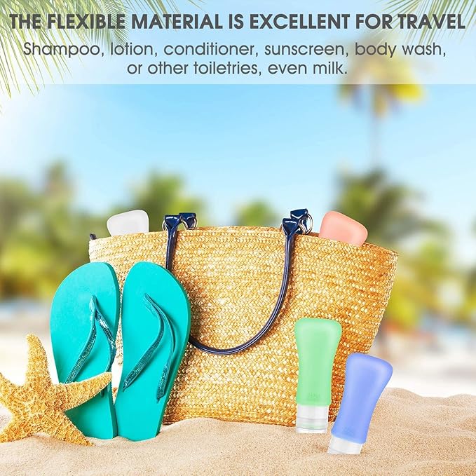 22 Pack Travel Bottles,3oz 2oz Leak Proof Travel Accessories Toiletries,Travel Shampoo And Conditioner Bottles,Perfect for Business or Personal Travel, Fun Outdoors Silicone 22Pieces