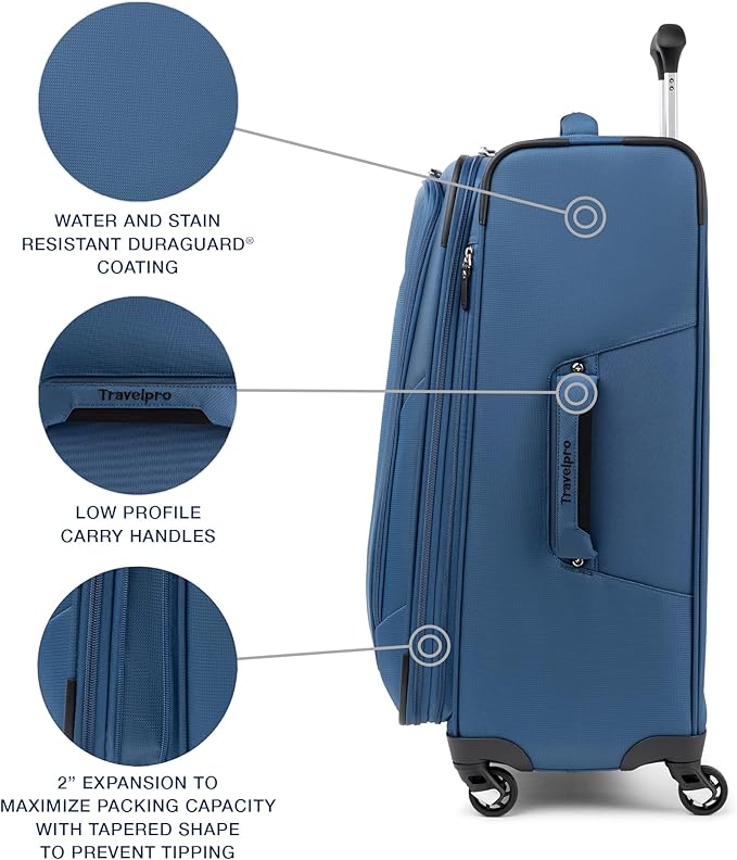 Travelpro Maxlite 5 Softside Expandable Checked Luggage with Spinner Wheels, Lightweight, 25-Inch — Ensign Blue