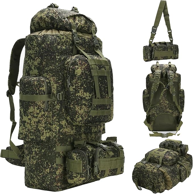HongXingHai 100L Camping Hiking Backpack,Molle military Tactical rucksack backpack,Waterproof Lightweight Hiking Backpack (Pixel Tie-Dye)