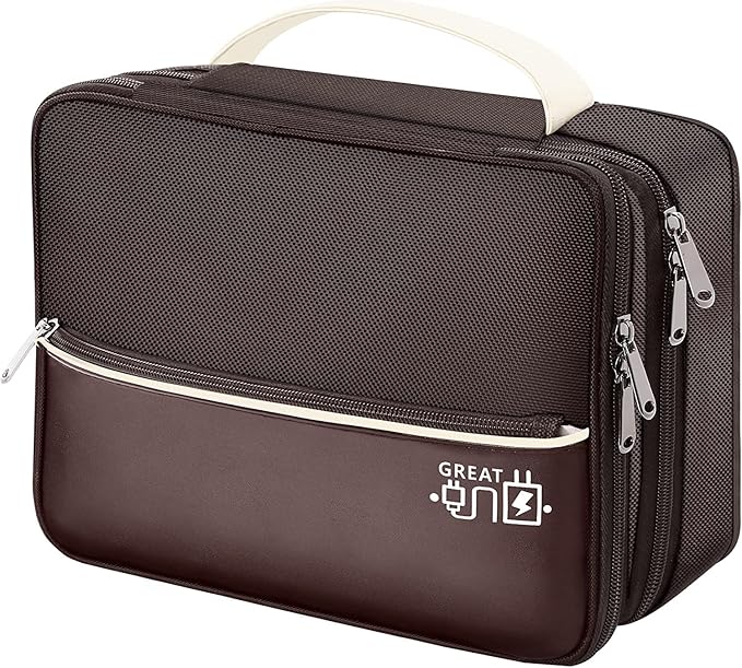 Electronics Travel Organizer, Double Layer Cable Organizer Bag Waterproof Electronics Accessories Storage Bag for Charger, Phone, Power Bank, Hard Drive, Cord, Tablet