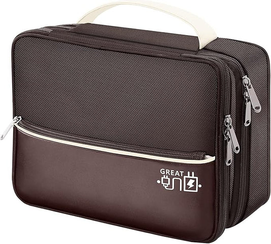 Electronics Travel Organizer, Double Layer Cable Organizer Bag Waterproof Electronics Accessories Storage Bag for Charger, Phone, Power Bank, Hard Drive, Cord, Tablet