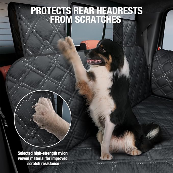 Truck Back Seat Extender for Dogs – Waterproof Full Size Pickup Pet Seat Cover with Door Protection, Hard Bottom Holds 420 lbs Dog Hammock for F150, RAM 1500 & More