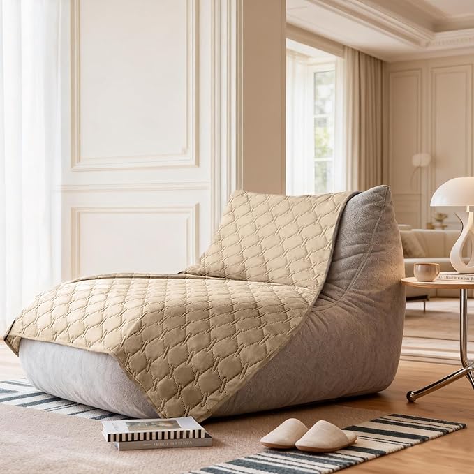 gogobunny 100% Double-Sided Waterproof Dog Bed Cover Pet Blanket Sofa Couch Furniture Protector for Puppy Large Dog Cat, Reversible (82x82 Inch (Pack of 1), Dark Beige/Light Beige)