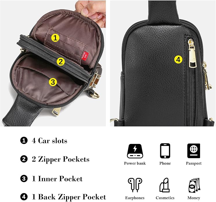 INICAT Travel Small Crossbody Sling Bags Women Cross Body Purses Passport Holder Vegan Leather Fanny Packs Birthday Gifts
