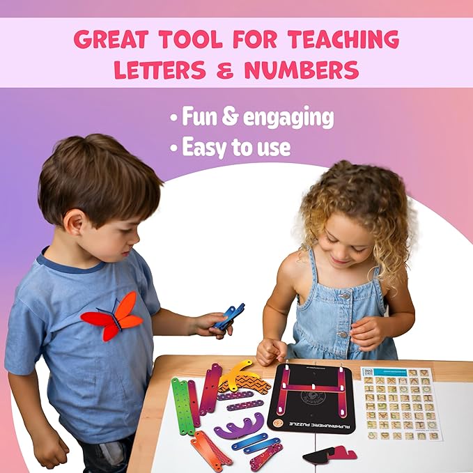 Butterfly EduFields Wooden Alphabet Puzzle Set for Kids | Montessori Educational Toy for Ages 3-5 | ABC Letters, Numbers & Shapes | Early Learning & Fine Motor Skill Development