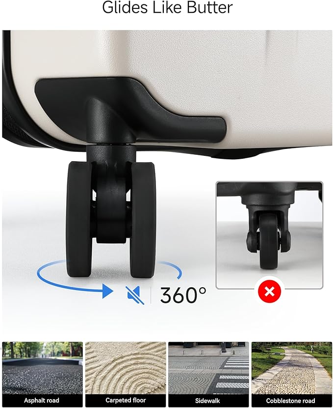 Carry On Luggage Top Opening, FLT Expandable Polycarbonate Hard Shell Suitcase with Wheels (FLO-Lite, Beige, 20 Inch, 38L-43L)