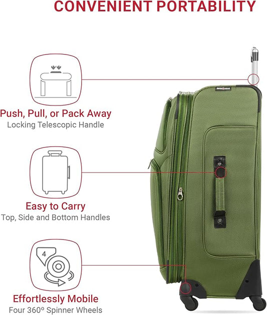 SwissGear Sion Softside Expandable Luggage, Evergreen, 2-Piece Set (21/29)