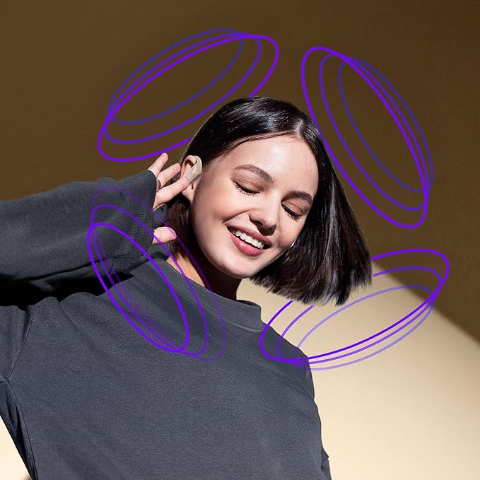 occiam Active Noise Cancelling Wireless Earbuds Bluetooth Headphones Ear Buds 96Hrs Playback Clear Call Waterproof Earphones with Ear Hook Microphones for Sport Running (Off-White Standard)