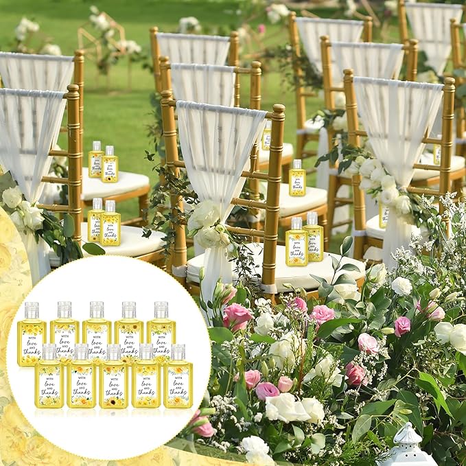 50 Pcs Yellow Flower Mini Hand Sanitizer Bulk Thank You Gift Favors Small Hand Sanitizer for Guest 1fl oz Travel Size Hand Soap Gift for Wedding and Baby Shower Supplies