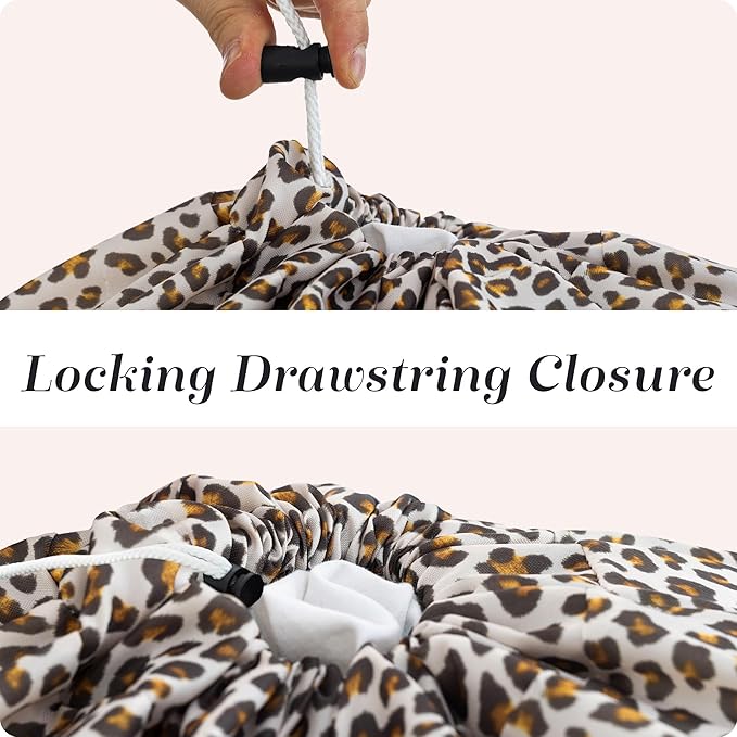 Handy Laundry Nylon Bag - Locking Drawstring Closure, Machine Washable, These Large Bags Will Fit a Laundry Basket and Strong Enough to Carry up to Two Loads of Clothes. (Leopard | 30" x 40")