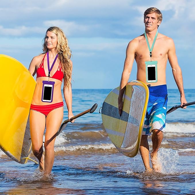 Universal Waterproof Case, 2-Pack IPX8 Waterproof Phone Lanyard Pouch Dry Bag for iPhone 17 16 15 14 13 12 Pro Max Plus Samsung Galaxy S24 S23 Note Google up to 7.5" for Pools Beach Kayaking Travel