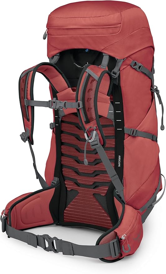 Osprey Tempest 44L Women's Lightweight Hiking Backpack - Daypack for Travel & Camping, Red Pampas/Coal Grey, M/L