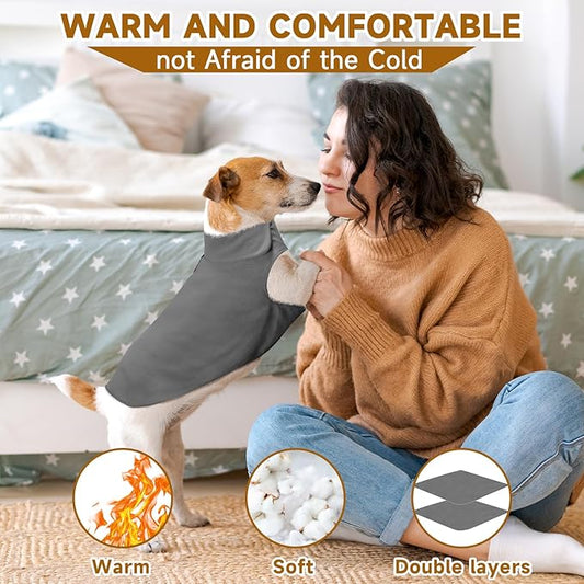 Bonawen Fleece Dog Coat Reflective Cold Weather Dog Jacket Apparel for Extra Large to Small Pets(Grey,3XL)