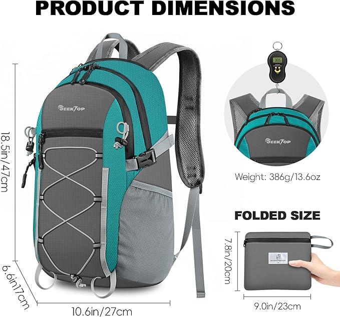 Seektop 20L Foldable Waterproof Hiking Backpack, Ultralight Small Lightweight Daypack Packable Backpack for Men Woman