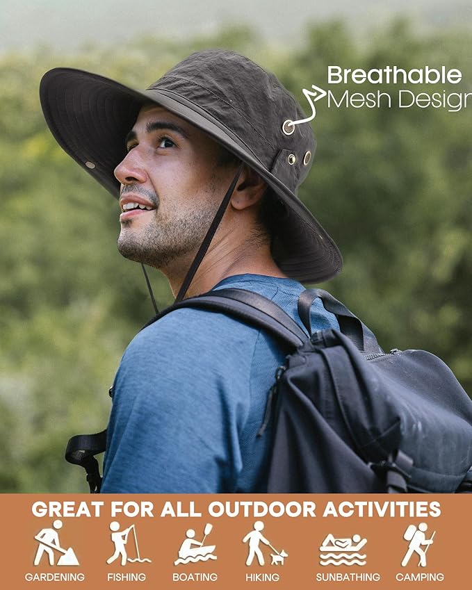 FURTALK Sun Hats for Men Fishing Hat UPF 80+ Foldable Wide Brim Outdoor Hiking Beach Summer Hats