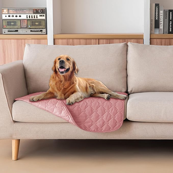 gogobunny 3X Stronger Waterproof Pet Blanket, Scratch Proof Furniture Protector for Dogs Cats, Reversible Cover 30x30 Inch, Dark Pink/Light Pink