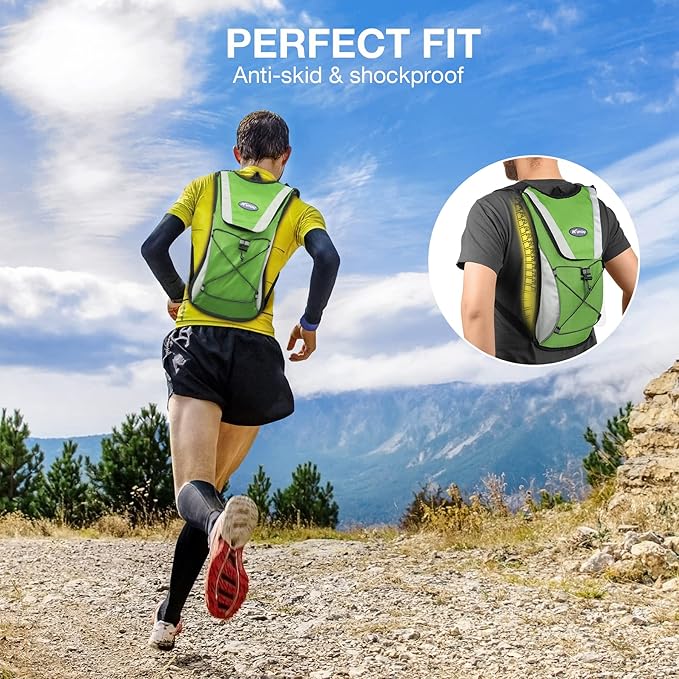 KUYOU Running Hydration Vest - Lightweight Insulated Hydration Backpack with 2L Water Bladder, Adjustable Chest Straps and Reflective Water Backpack for Trail Running Marathon Race Hiking Cycling