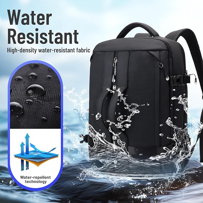 50L Carry on Travel Backpack for Men Women Airline Approved Convertible Duffle Backpack Luggage Bag,TSA Overnight Bags,fits 17" Laptop Smart Backpack-Black