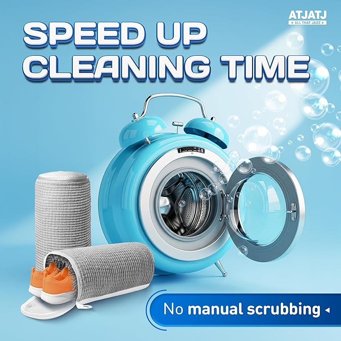 2-Pack Shoe Washing Machine Bag, 360° Deep Shoe Laundry Bag for Washer, Reusable Mesh Shoe Bag with Secure Zipper, Easy Clean Shoe Bag for Sneakers, Tennis Shoes & Gym Trainers