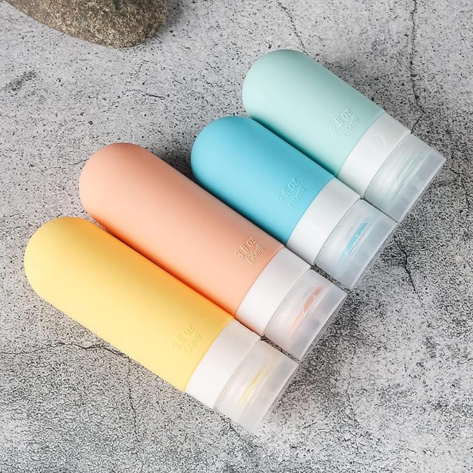 16 Pack Travel Bottles Set - TSA Approved Leak Proof Silicone Squeezable Containers for Toiletries, Conditioner, Shampoo, Lotion & Body Wash Accessories (White)