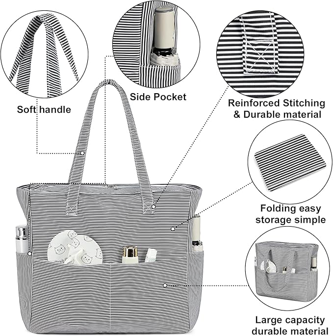 Bluboon Waterproof Beach Tote Pool Bags for Women Ladies Extra Large Carry On Bag With Wet Compartment for Weekender Travel